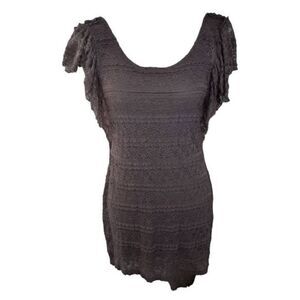 H&M GRAY/PURPLE LACE RUFFLE SLEEVE DRESS SZ.10 EUC.